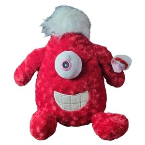 Vtg Gemmy Monster Mob•Mafia 1 Eyed Red Smiling Alien Soft Plush Pillow Toy